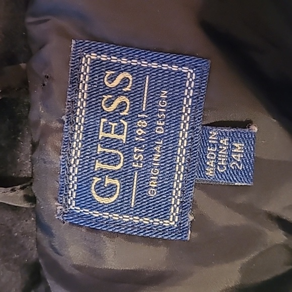 Guess Boy's Navy Velvet Puffer Coat - Picture 7 of 11